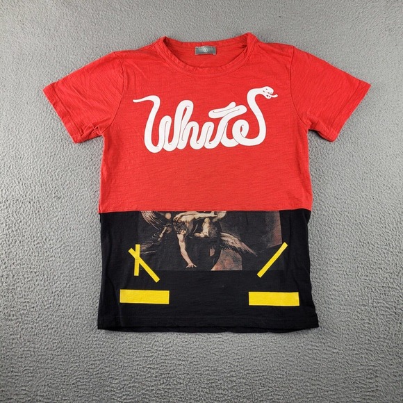 White Snake Shirt Mens Medium Red Black Colorblock Modern Streetwear Graphic Tee - Picture 1 of 9